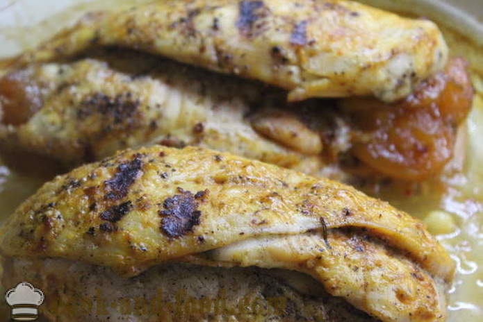 Involtini di pollo con ananas e albicocche - come fare rotoli di pollo, con un passo per passo ricetta foto