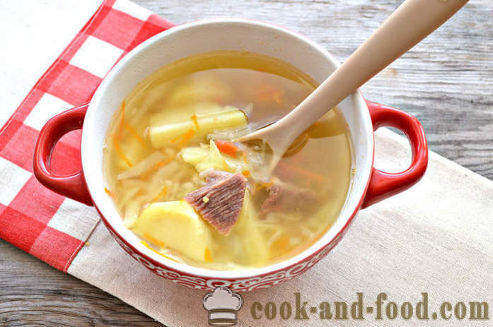 Zuppa di cavolo fresco con carne e riso - come cucinare la zuppa di carne, un passo per passo ricetta foto