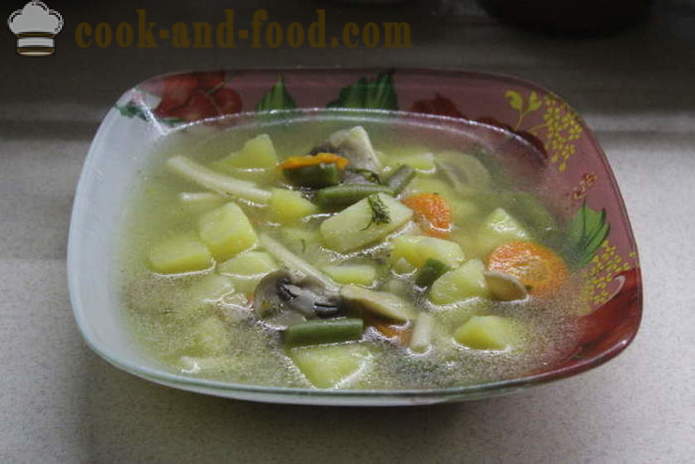 Zuppa di verdure senza carne con fagioli verdi - come cucinare una zuppa di verdure in casa, passo dopo passo ricetta foto