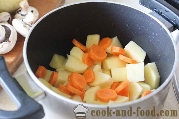 Minestra con il fegato di pollo - come cucinare la zuppa con fegato, un passo per passo ricetta foto