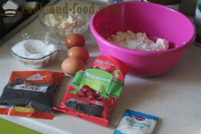 Formaggio al forno con amido, semi di papavero e mirtilli rossi - Come fare casseruola ricotta in forno su proteine, un passo per passo ricetta foto
