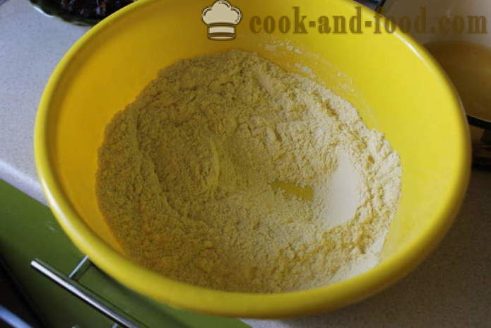 Torta dietetica con date da farina di mais - come cuocere una torta con latte e farina di mais, con un passo per passo ricetta foto