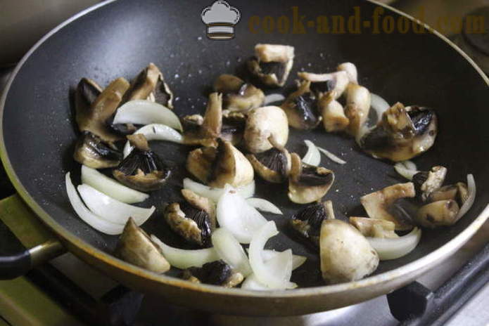 Insalata tiepida di funghi con patate - come fare un insalata calda di patate con funghi, un passo per passo ricetta foto