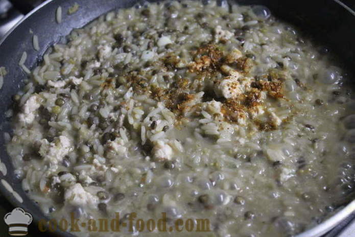 Pilaf con lenticchie, riso e carne di pollo - come cucinare il pollo riso pilaf e lenticchie, con un passo per passo ricetta foto