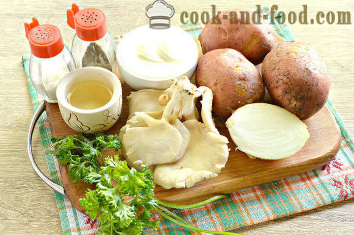 Patate con funghi in panna acida - come cucinare i funghi con patate e panna acida in un tegame, con un passo per passo ricetta foto