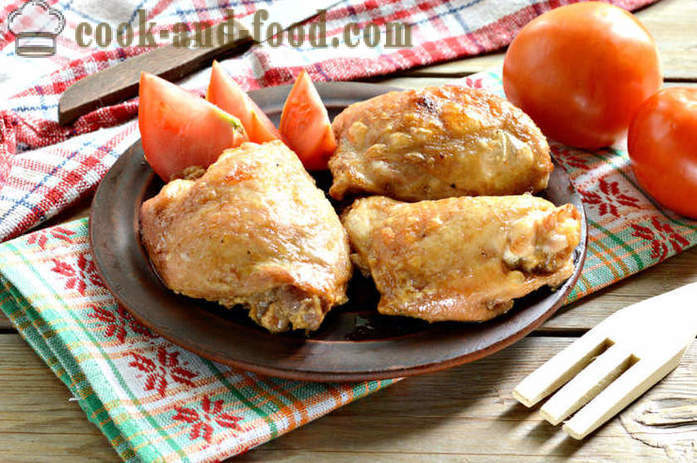 Cosce di pollo in forno - come cucinare le cosce di pollo in maionese e salsa di soia, un passo per passo ricetta foto