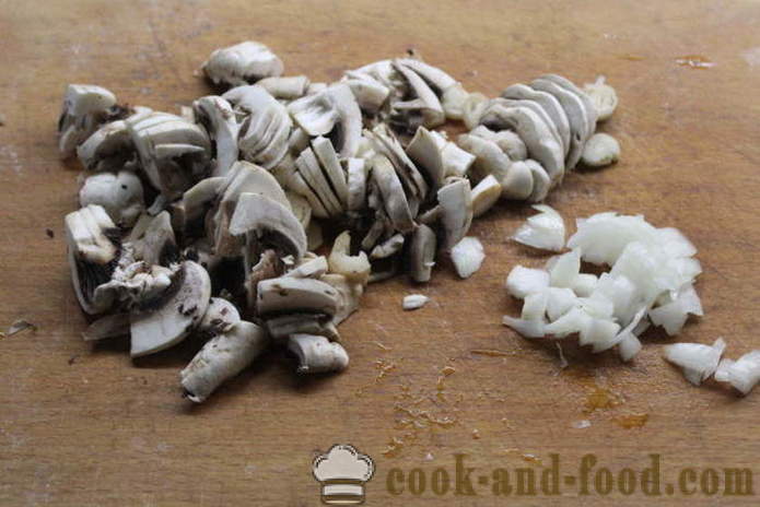 Petto di pollo Laminati farcito con funghi e patate - come fare rotoli di pollo, con un passo per passo ricetta foto