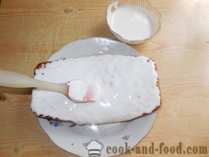 A velo con la gelatina per la torta di Pasqua - come preparare la glassa senza uova, passo dopo passo ricetta foto