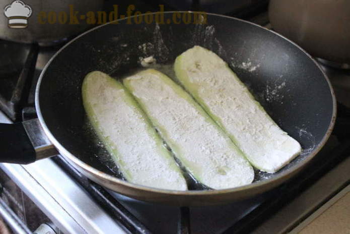 Rotoli di zucchine ripieni di - come cucinare deliziose zucchine fritte in padella, un passo per passo ricetta foto