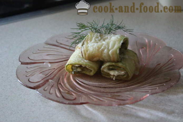 Rotoli di zucchine ripieni di - come cucinare deliziose zucchine fritte in padella, un passo per passo ricetta foto