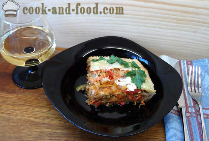 Lasagne dietetica con verdure e carne - come cucinare le lasagne in casa, passo dopo passo ricetta foto