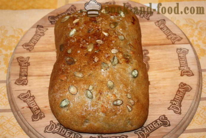 Pane integrale con semi di girasole da una zucca - come fare il pane di farina di grano intero in forno, con un passo per passo ricetta foto