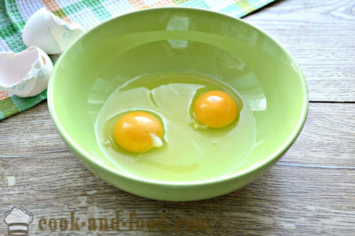 Uovo rotoli con amido e maionese - come fare frittelle per insalata di uova, un passo per passo ricetta foto