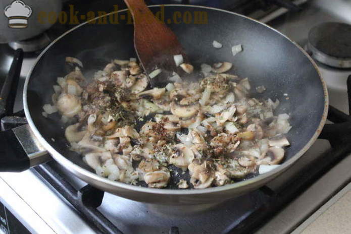 Ripiene di pasta conchiglie con i funghi tritati - Come fare ripiene di pasta conchiglie in forno, con un passo per passo ricetta foto