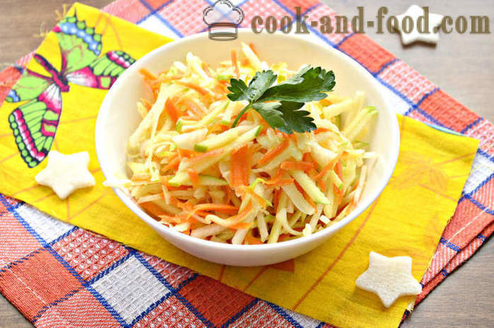 Insalata di daikon ravanello e carota, mela e cavolo - come preparare un'insalata di ravanello daikon e burro, con un passo per passo ricetta foto