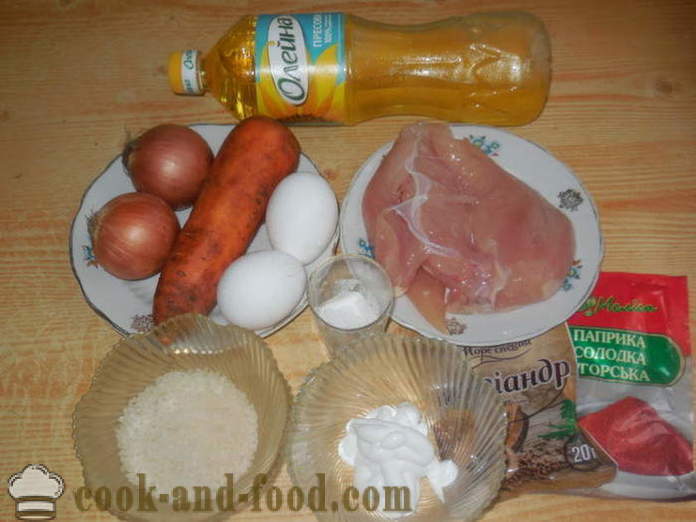 Casseruola di pollo al forno - come cucinare una casseruola di pollo tritato con riso, un passo per passo ricetta foto