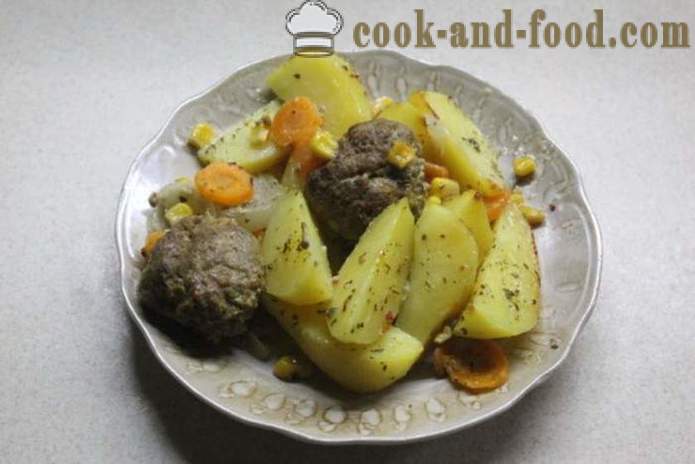 Polpette cotte al forno con patate e verdure - come cucinare le polpette in forno, con un passo per passo ricetta foto