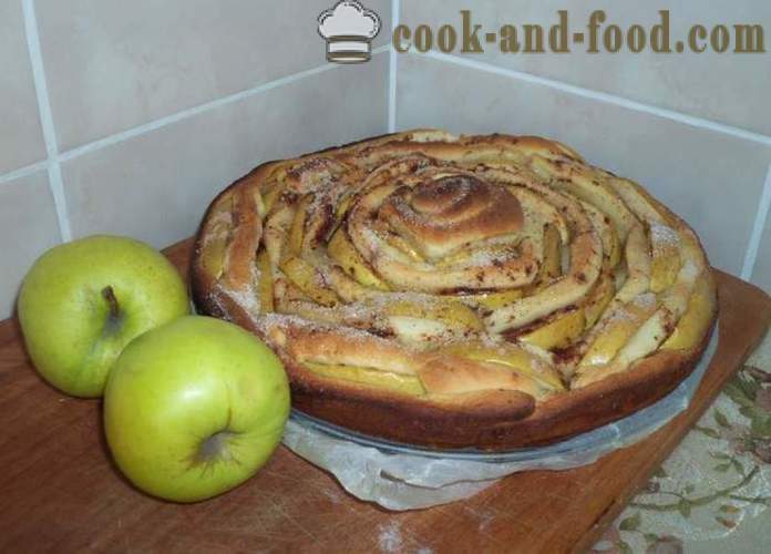 Lievito torta di mele Rose - come cucinare una torta di mele con la pasta in forma di rose, passo dopo passo ricetta foto