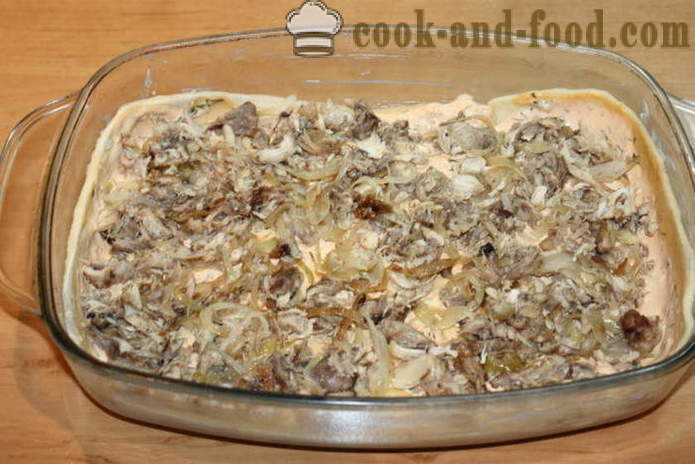 Torta di carne a strati in forno - come cuocere una torta di carne da pasta non lievitata, un passo per passo ricetta foto