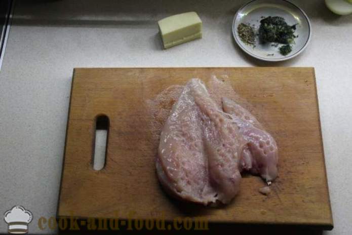 Rullo del formaggio da petto di pollo al forno - come fare un rotolo di pollo a casa, passo dopo passo ricetta foto