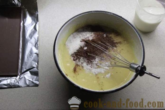 Cranberry muffins al cioccolato su kefir - come cucinare torte con cioccolato e mirtilli rossi, con passo dopo passo ricetta foto