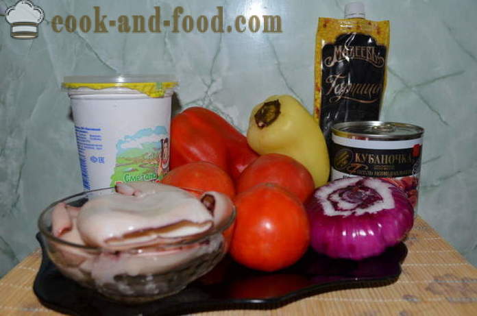 Insalata di fagioli e calamari - Come preparare un'insalata con calamari e fagioli, con un passo per passo ricetta foto