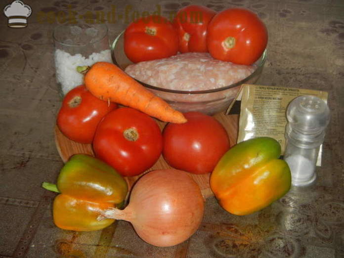 Pomodori ripieni di carne macinata in forno - come rendere pomodori ripieni, un passo per passo ricetta foto