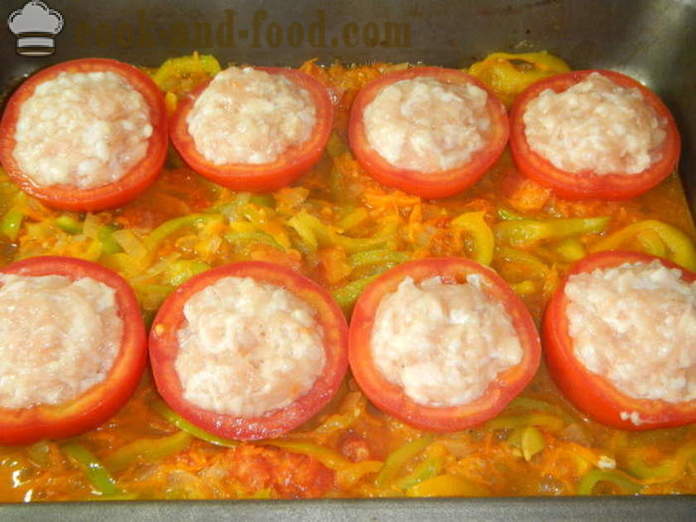 Pomodori ripieni di carne macinata in forno - come rendere pomodori ripieni, un passo per passo ricetta foto