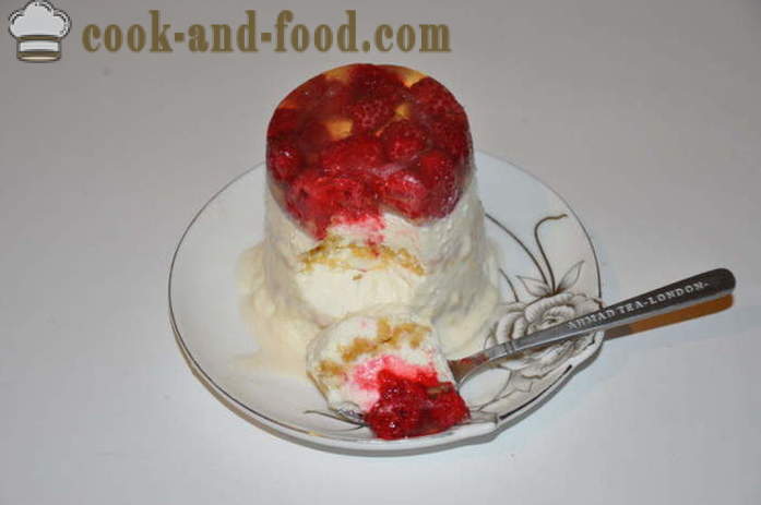 Curd dessert senza cottura - come cucinare cheesecake dessert con gelatina in casa, passo dopo passo ricetta foto