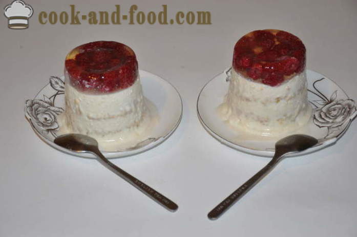 Curd dessert senza cottura - come cucinare cheesecake dessert con gelatina in casa, passo dopo passo ricetta foto