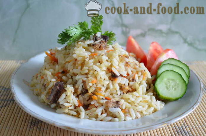 Magra pilaf pesce - come cucinare il risotto con pesce in scatola, passo dopo passo ricetta foto