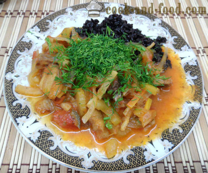 Stufato di pesce con verdure e contorno di riso - come uno stufato di pesce con verdure in multivarka, passo dopo passo le foto delle ricette