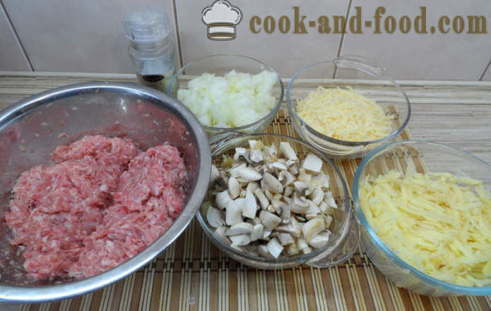 Tortini di pasta sfoglia in forno al forno con funghi e sugo - come cucinare polpette succosi in forno, con un passo per passo ricetta foto