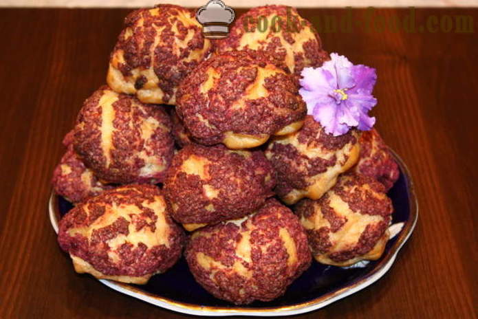 Torte alla crema Shu con krakelinom viola - come cucinare una torta Shu in casa, la ricetta classica con una foto