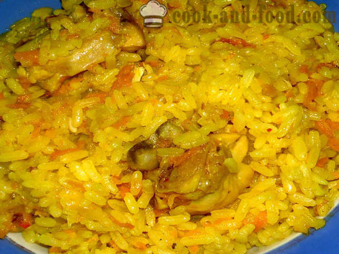 Delizioso risotto croccante con pollo in multivarka - come cucinare il risotto in multivarka, passo dopo passo ricetta foto