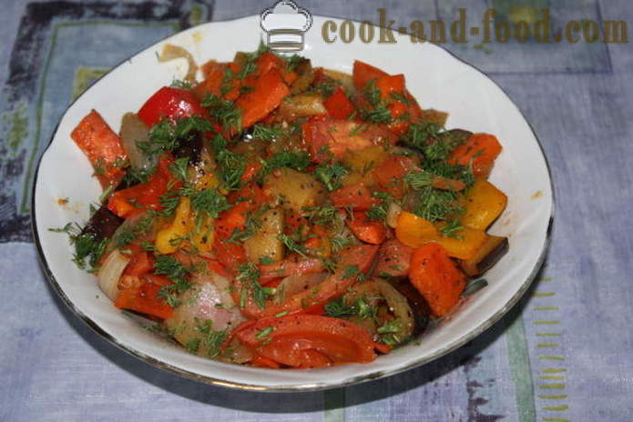 Bruciare insalata di verdure caldo con melanzane - come cucinare un'insalata di verdure caldo, ricetta poshagovіy con una foto