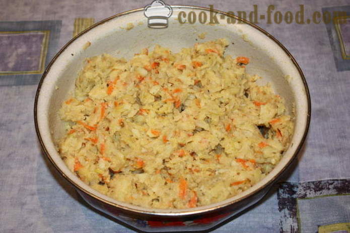 Tortini di patate con cipolle e carote - Come cucinare un crocchette di patate bollite le patate, con un passo per passo ricetta foto