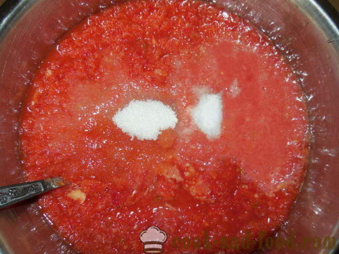 Adjika pomodoro saporito, campana e peperoncino senza cottura - come cucinare adjika pepe e pomodori
