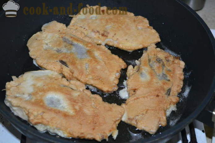Gustoso pesce fritto in pastella - come cucinare il pesce in pastella nella padella, un passo per passo ricetta foto