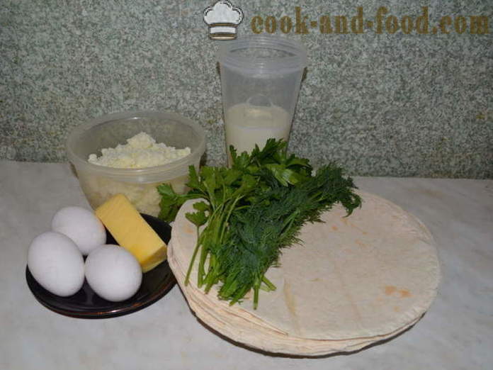 Pie di pane pita con formaggio al forno - come cucinare una pita torta con formaggio ed erbe, con un passo per passo ricetta foto