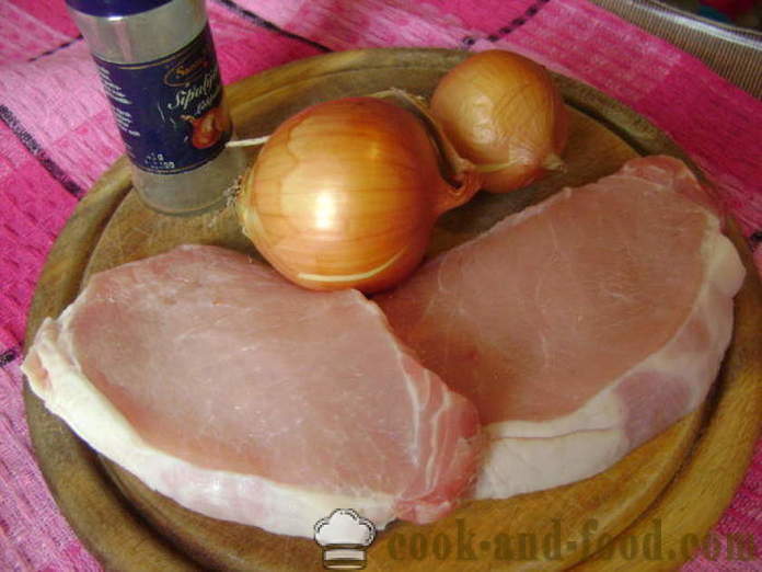 Carne di maiale con cipolle scaloppa - come cucinare Scaloppa di maiale, con un passo per passo ricetta foto
