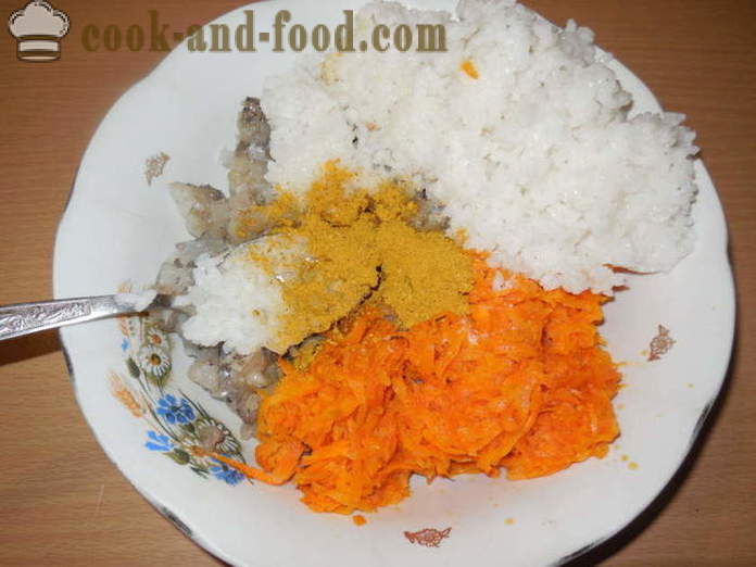 Ripieni di pesce Delicious - come cucinare il pesce tritato ripieni e riso, con un passo per passo ricetta foto