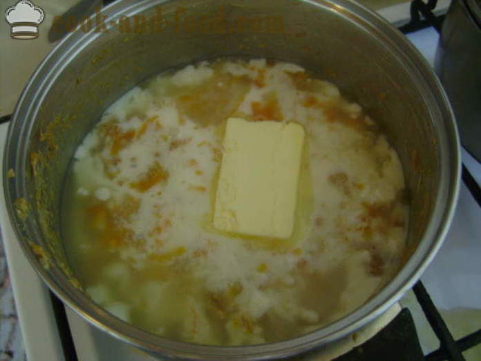 Farina d'avena polenta di cereali integrali sul latte - come cucinare deliziosi fagioli farina d'avena nel latte, con un passo per passo ricetta foto