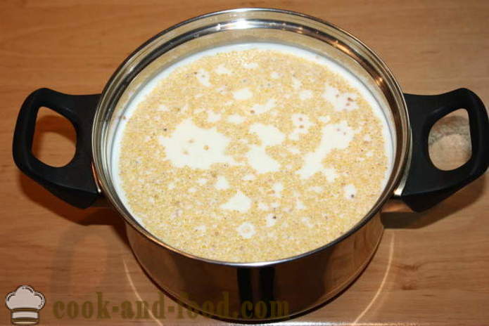 Porridge di miglio con il latte e una banana - come cucinare il porridge miglio con il latte correttamente, passo dopo passo ricetta foto