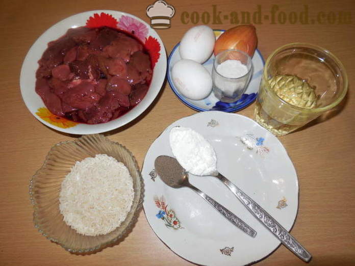 Fegato braciole fegato di pollo con riso e amido - come cucinare un delizioso polpette di fegato, un passo per passo ricetta foto