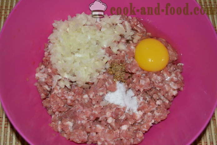 Carne nido di carne macinata farcita con - come cucinare la carne nido di carne macinata in forno, con un passo per passo ricetta foto