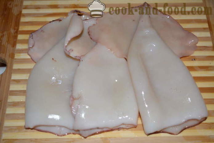 Come cucinare insalata di calamari che erano morbido, con un passo per passo ricetta foto