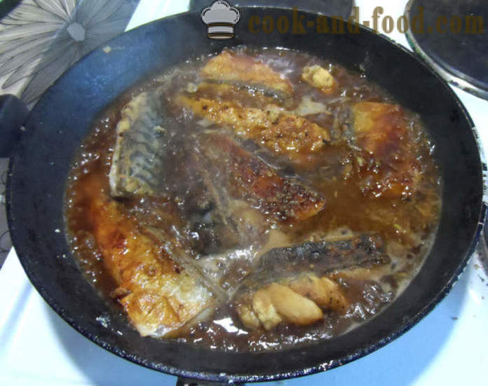 Sgombro fritto in salsa teriyaki in una padella - come cucinare deliziosi fritto sgombro, passo dopo passo ricetta foto