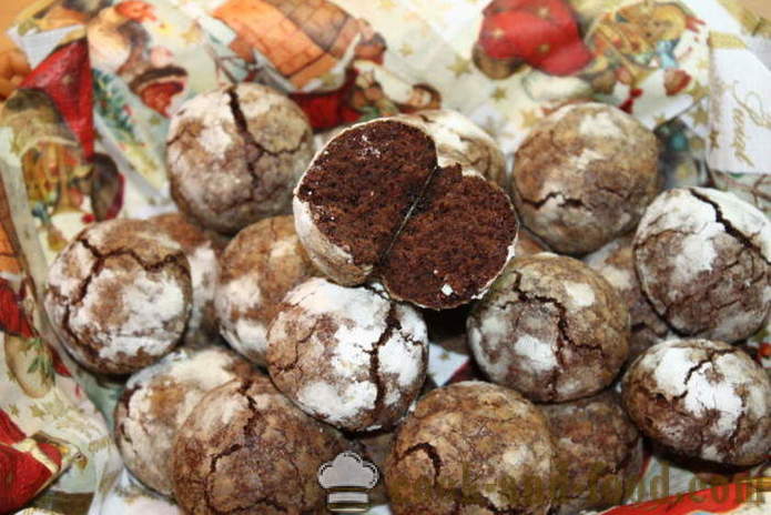 Biscotti al cioccolato incrinate - come fare i biscotti al cioccolato a casa, passo dopo passo le foto delle ricette