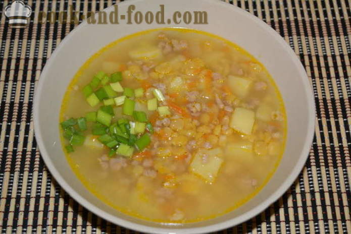 Zuppa di piselli con carne - come cucinare zuppa di piselli in multivarka fretta, passo dopo passo ricetta foto